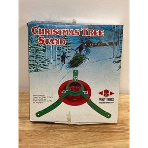 Vintage Handy Things Christmas Tree Stand Red and Green Santa's Helper Model